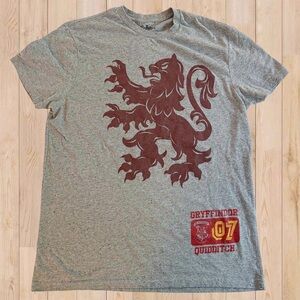 Harry Potter Gryffindor Quidditch Team T-Shirt | Size L | Gray Speckled Hogwarts